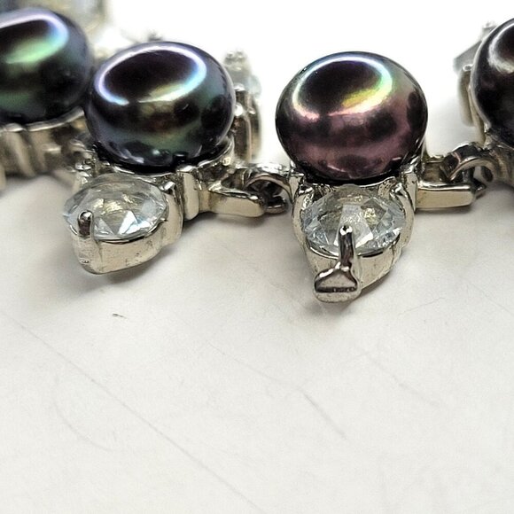 Stunning Black Pearls with Crystals Bracelet - One Of A Kind - Picture 10 of 13